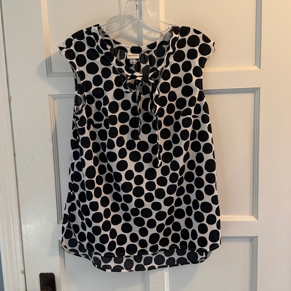 Merona Black and White Polka Dot Top